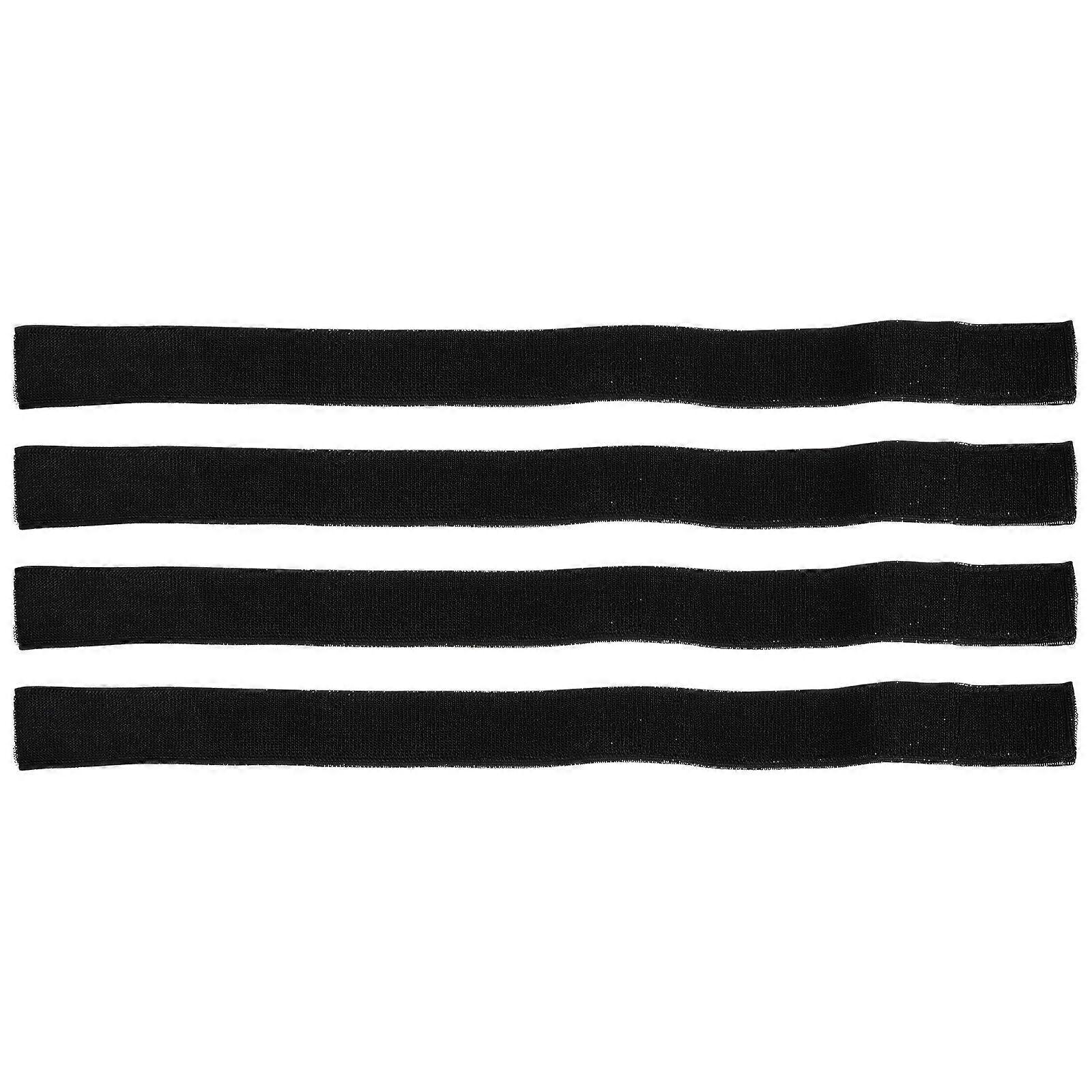 Elastic Loop and Hook Strap for Fixing Without Buckle 4Pcs Black