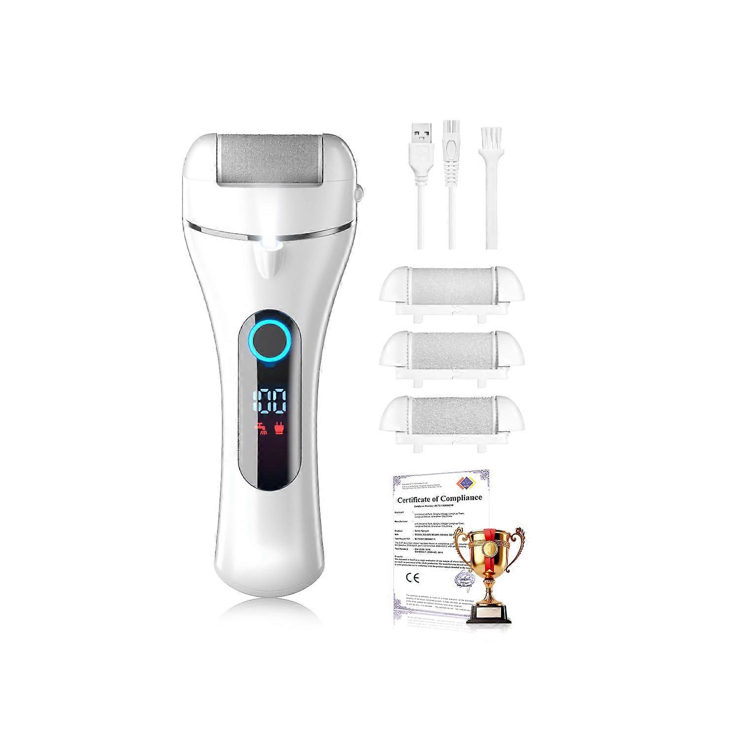 Electric Foot Callus Remover with Replaceable Head for Hard Skin, Rechargeable Pedicure Kit