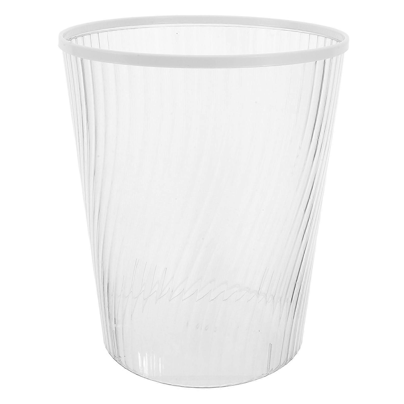 Clear Round Waste Container: transparent Garbage Container - Rubbish Storage Bin - Trash Organizer for Kitchen Bathroom Office Camping