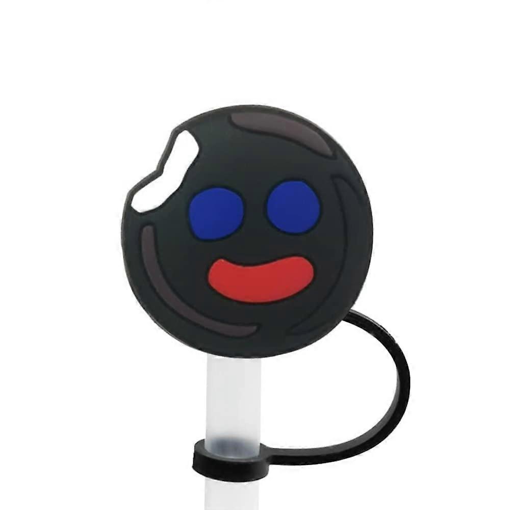 Reusable Straw Cover with Cute 2D Clown Design, Mexican Silicone Dustproof Tip Protector 2.5cm