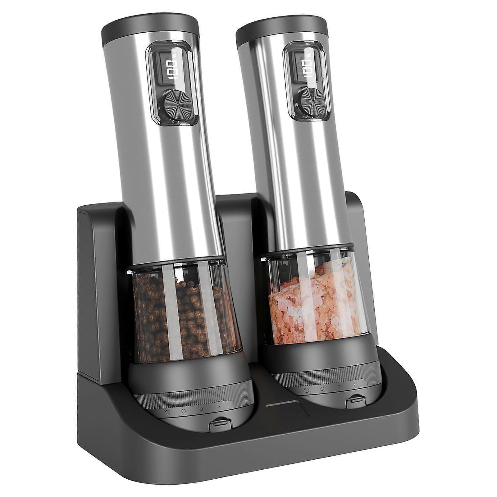 Electric Pepper Grinder Set with Adjustable Coarseness, USBC Fast Charging, LED Light, 100ml Chamber