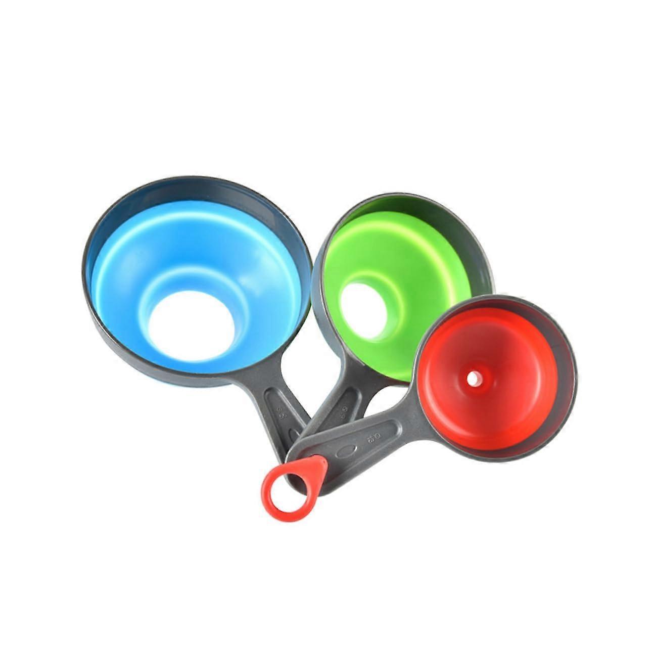 3pcs Silicone Kitchen Funnel Set Foldable Collapsible Food Grade for Bottles Jars Flasks Liquid Dry