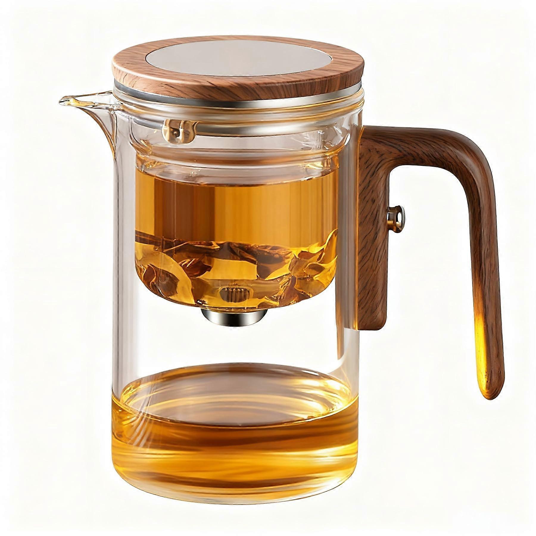 Glass Teapot with Magnetic QuickRelease Infuser, HeatResistant Borosilicate, Leak Spout