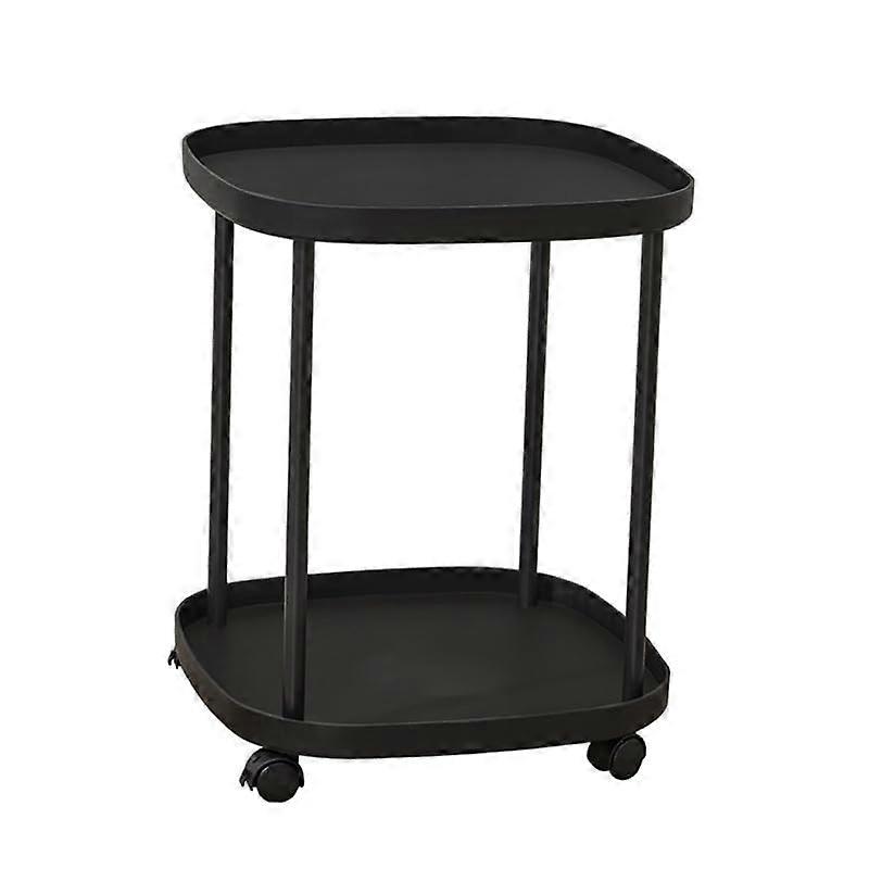 Bedside Table with Double Layer Storage, Modern Iron Frame Side Table for Bedroom and Living Room