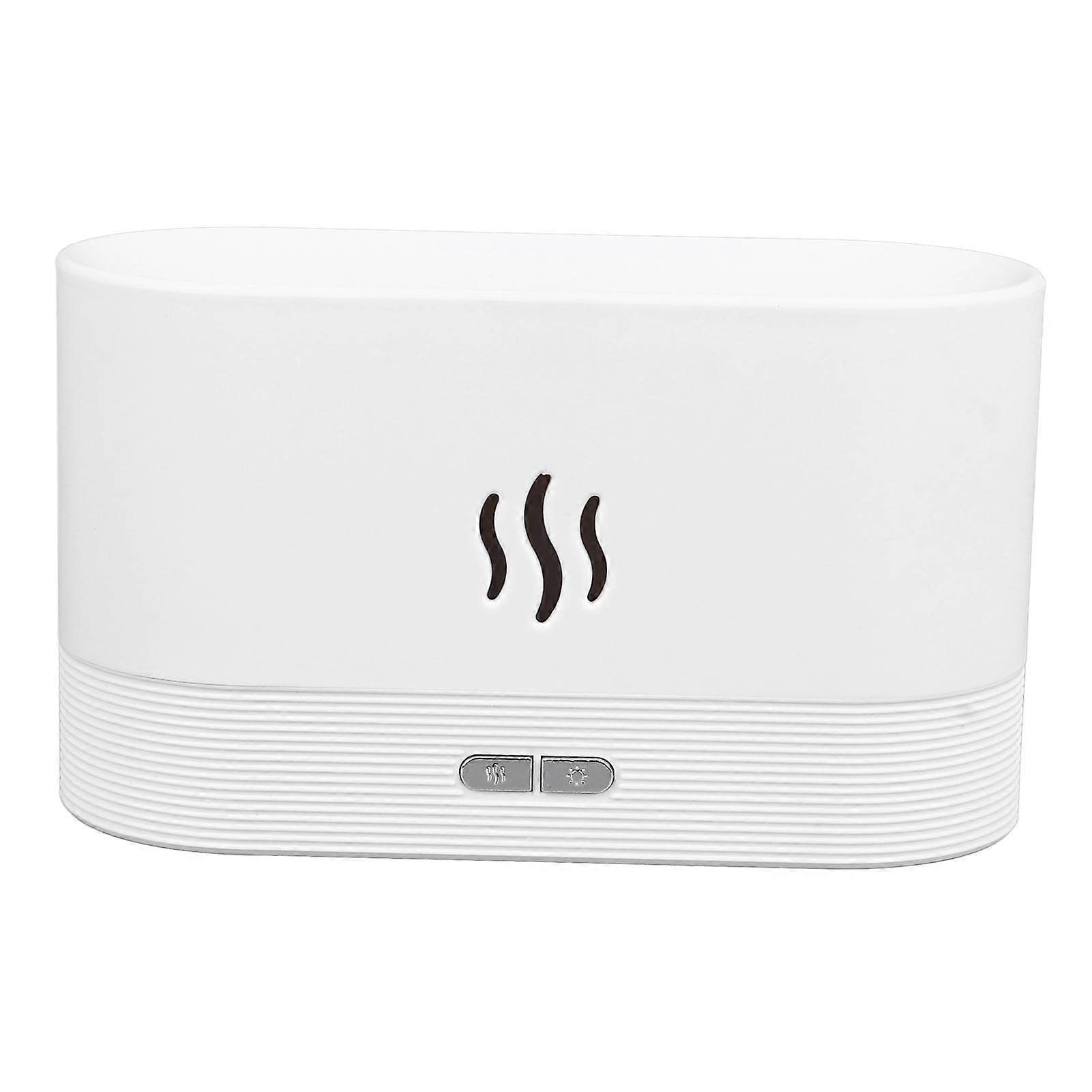 Flame Diffuser USB Humidifier with 7Color Flame Lighting, 2 in 1 Aroma and Air Purifier White
