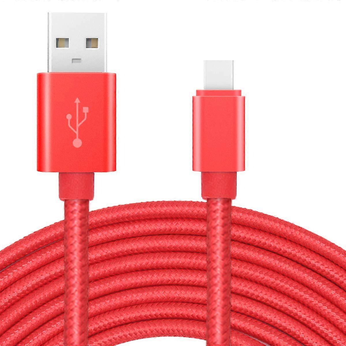 USB Type C Cable 10ft Fast Charging Nylon Braided Speed Data Sync Cord for Android Phones Tablets Red