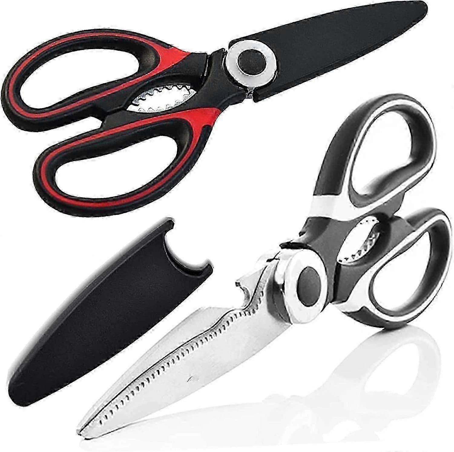 2Pcs Heave Duty Kitchen Scissors Stainless Steal Meat Scissors Multi-Propose Sharp Scissors for Food Chicken (2Pcs)