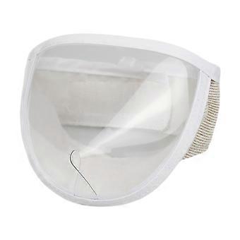 Focinheira para higiene de gatos, tamanho P, respirável, com forro macio e transparente, ajuste regulável para banho e corte de unhas.