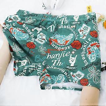 Mens Cotton Boxer Shorts, Loose Fit Breathable Trunks with Printed Pattern, Mid-Waist Comfortable Underwear for Daily Wear