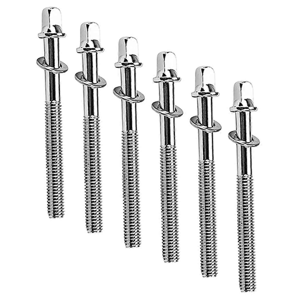 6 Pack 50mm Snare Drum Tension Rods and Lug Screws Replacement for Stable Tuning