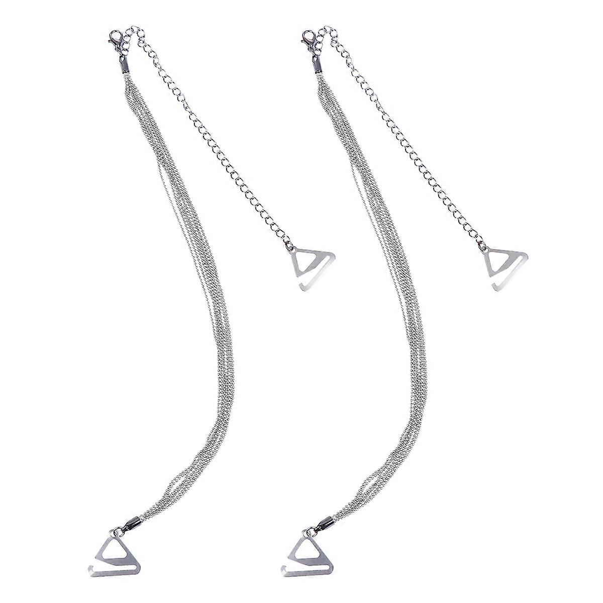 Adjustable Bra Strap Underwear Shoulder Girdle Metal Silver 2Pcs