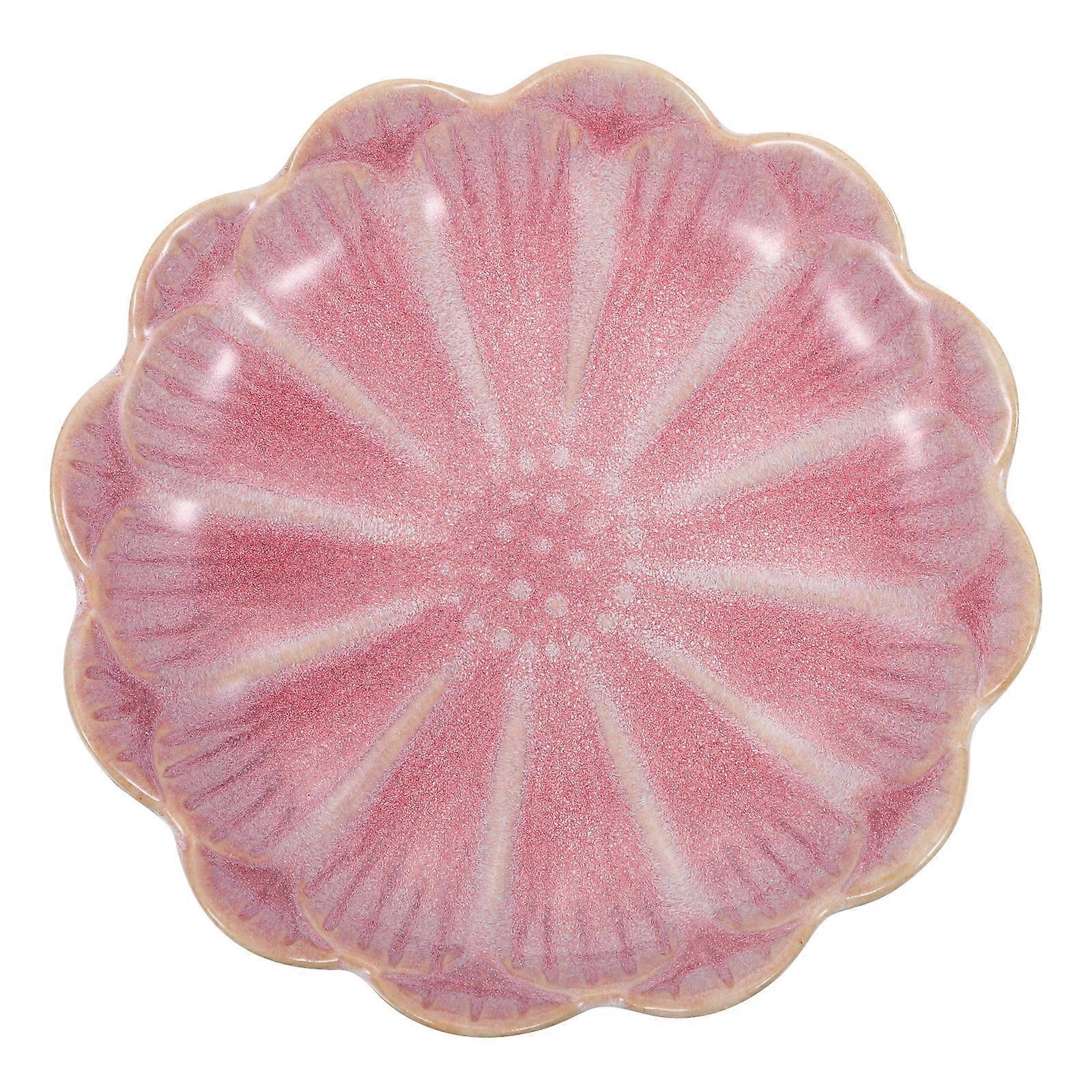 Ceramic Side Dish Plate Pink Flower Shape for Sauce Dipping Bowl