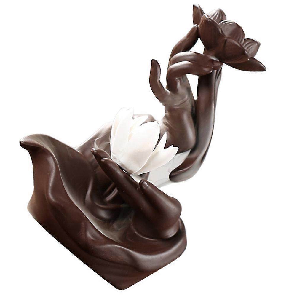 Brown Backflow Incense Holder Ceramic Burner for Incense Holding 1Pcs Decor