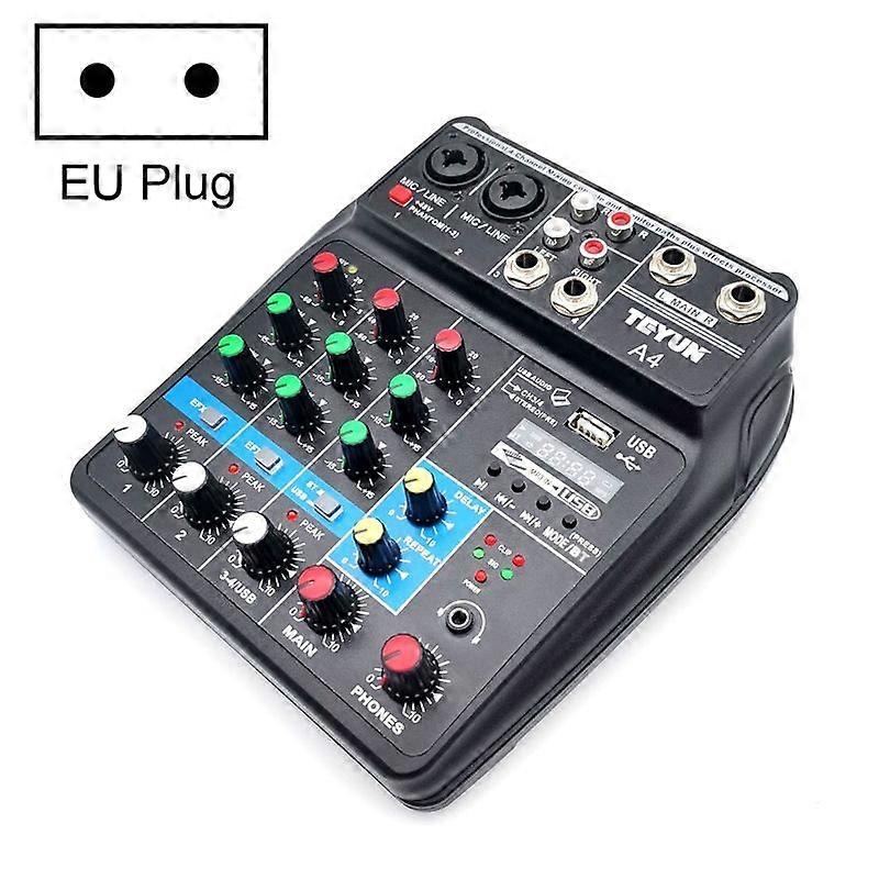4-way Small Microphone Digital Mixer Live Recording Effector (EU Plug)