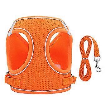 Reflective Pet Harness Orange Dog Vest Harness Set with Leash 2Pcs