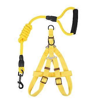 Pet Leash Dog Harness for Outdoor Dog Walking 1Set Nylon and Eva Yellow