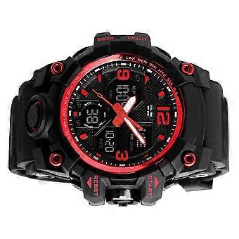 Wasserdichte Digitaluhr für Jungen mit quadratischem Design, rotem PU-Armband und Stoppuhrfunktion (1 Set)
