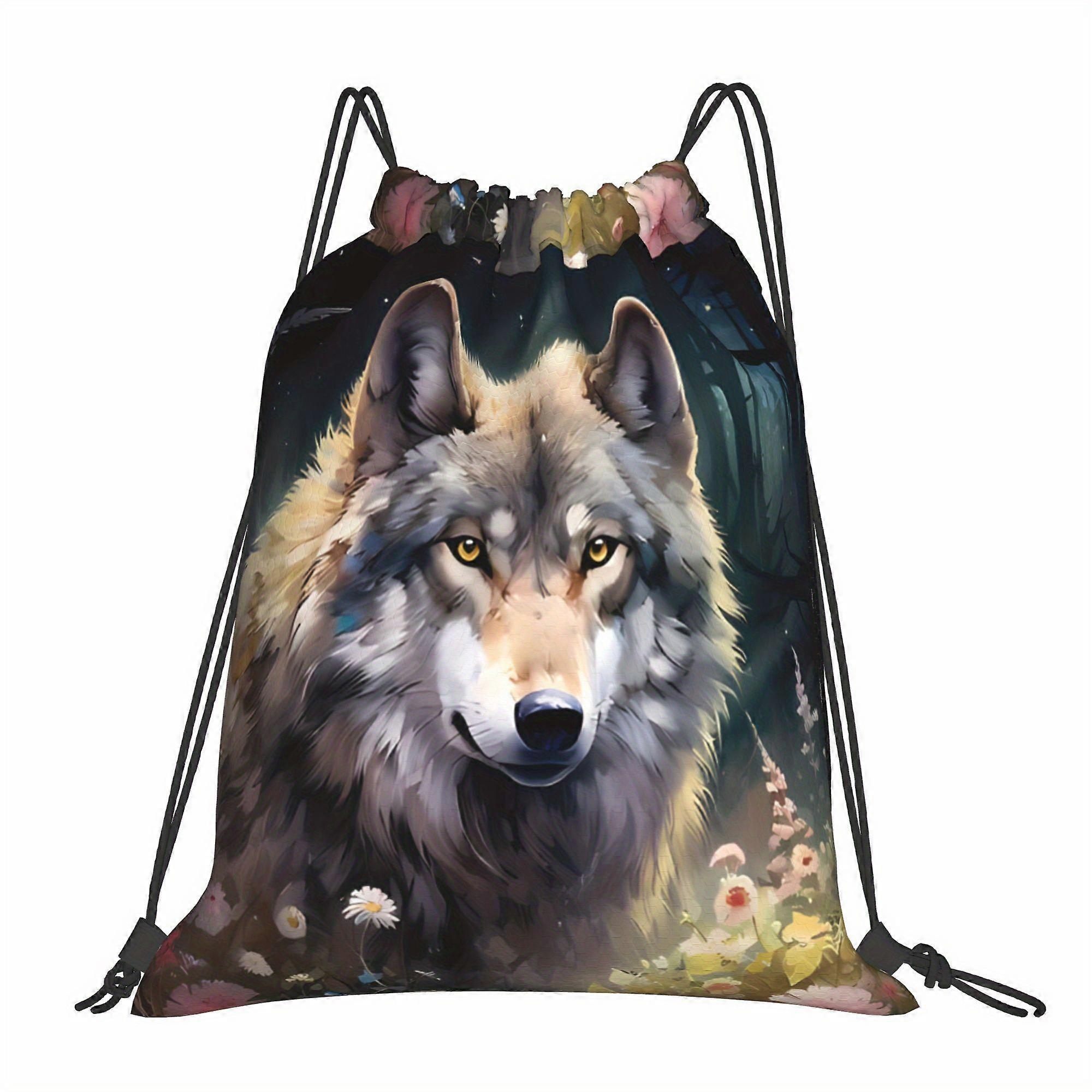 Drawstring Bags Featuring Wild Wolves-Gqazw