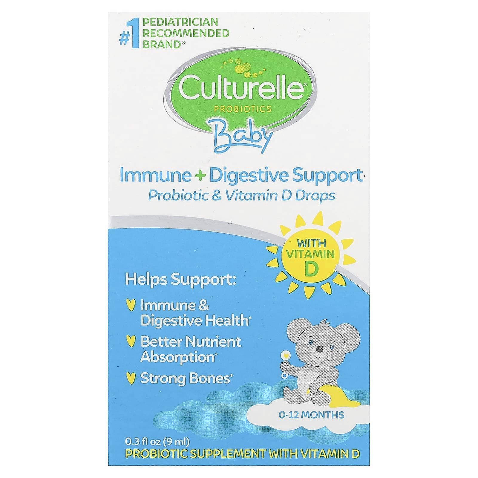Culturelle, Baby-Probiotika, Unterstützung von Immunsystem und Verdauung, Probiotika- und Vitamin-D-Tropfen, 0–12 Monate, 0