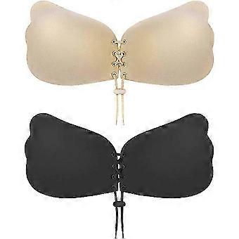 2026 Push Up Sticky Bra for Women, Invisible Bra Backless Strapless Bra Adhesive Bra Reusable Nipple Covers 2 Pack