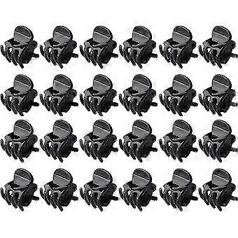 SNDO-24 pcs Mini Hair Clips, 1.5cm Small Plastic Non-Slip Hair Clips Mini Hair Claw Clips for Girls and Women (Black)