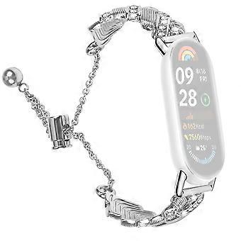 Pulseira para Xiaomi Smart Band 10/9/8, com fecho de cordão, em liga de zinco e decoração com strass.