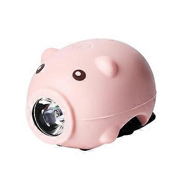 USB Rechargeable Cute Pig Bicycle Light Riding Horn Front Tail Light-In stock