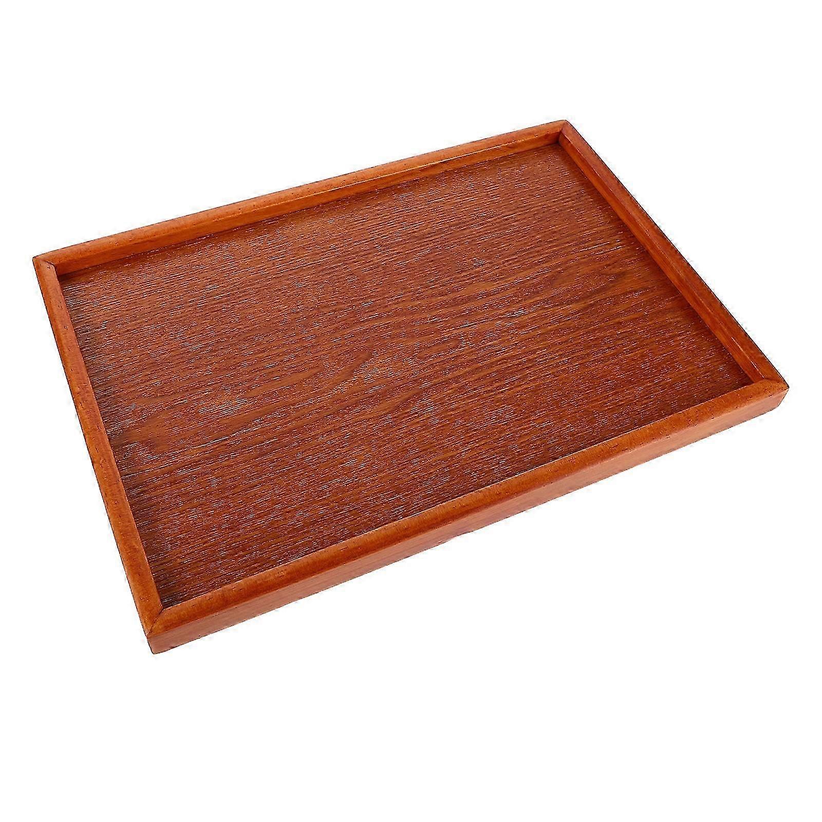 Rectangular Wooden Tea Tray for Serving with Brown Wood Design