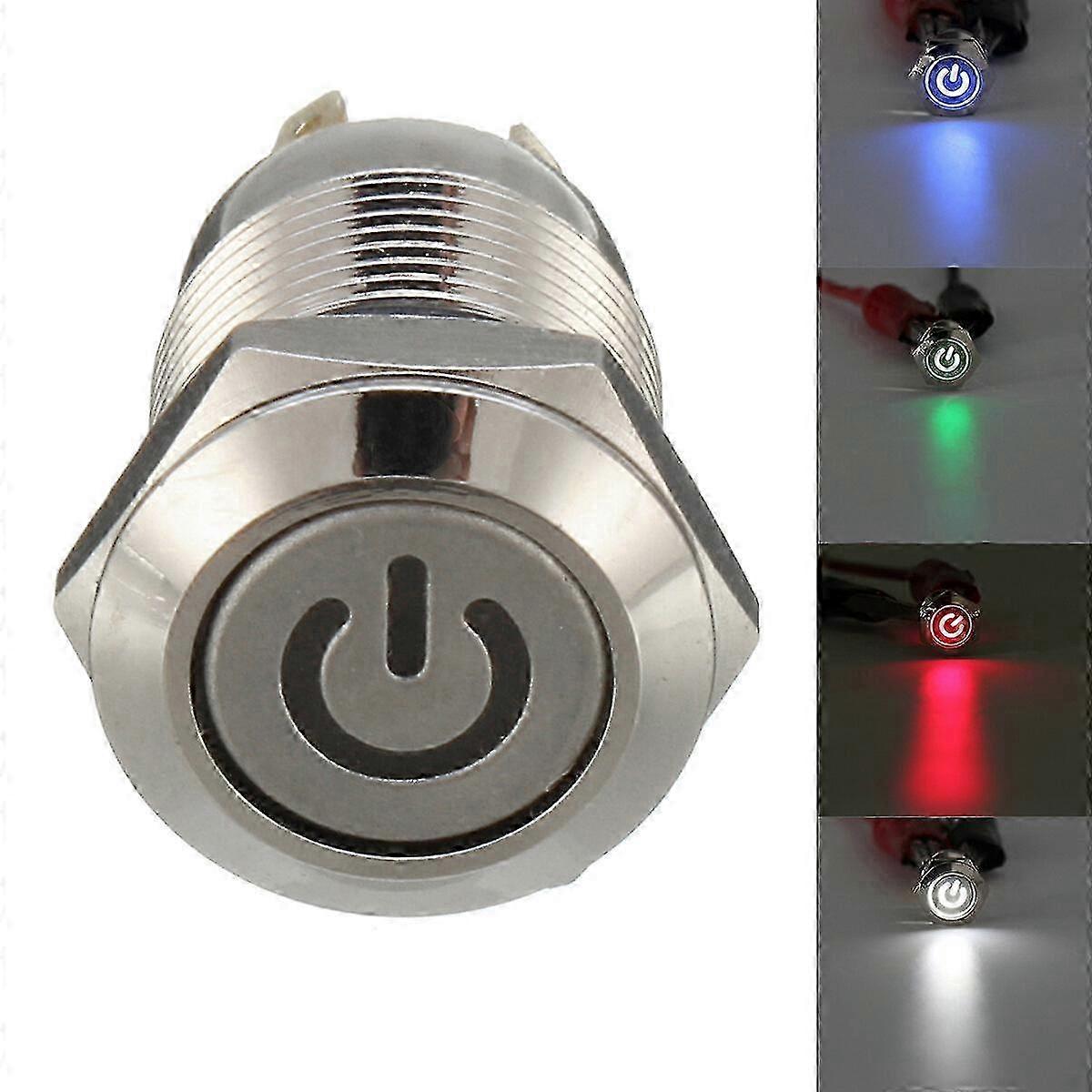 12V 4 Pin Momentary Power Switch Waterproof LED Metal Push Button