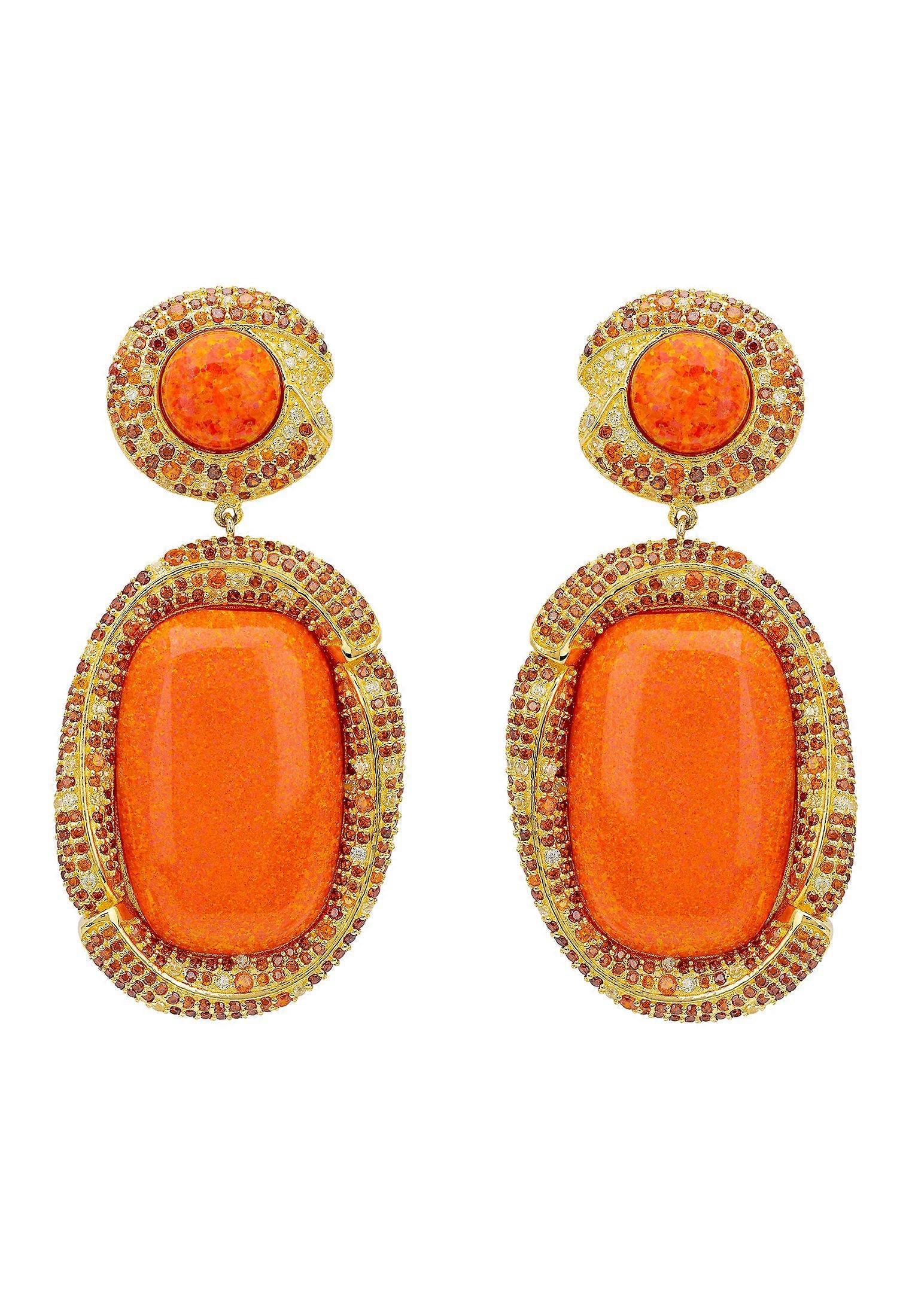 Fiorella Fire Opal Drop Earrings Gold