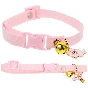 Cat Bell Collar Kitten Collar for Pet Use 2Pcs Pink Adjustable Design