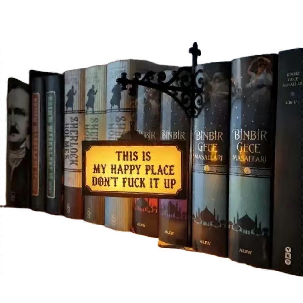 Library Lamp Bookend Ornaments Craft Bookshelf Lantern for Book Lovers Study Reading Corner