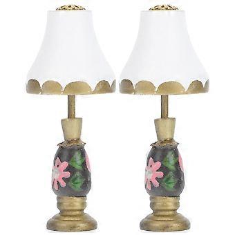 Decorative Mini Light Resin Floor Lamp for Decor 2Pcs Miniature Lamps
