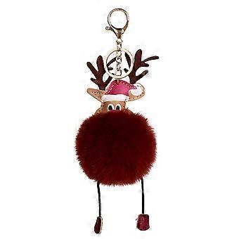 Christmas Keychain Elk Design for Key Use 4Pcs Fluffy Keyring Assorted