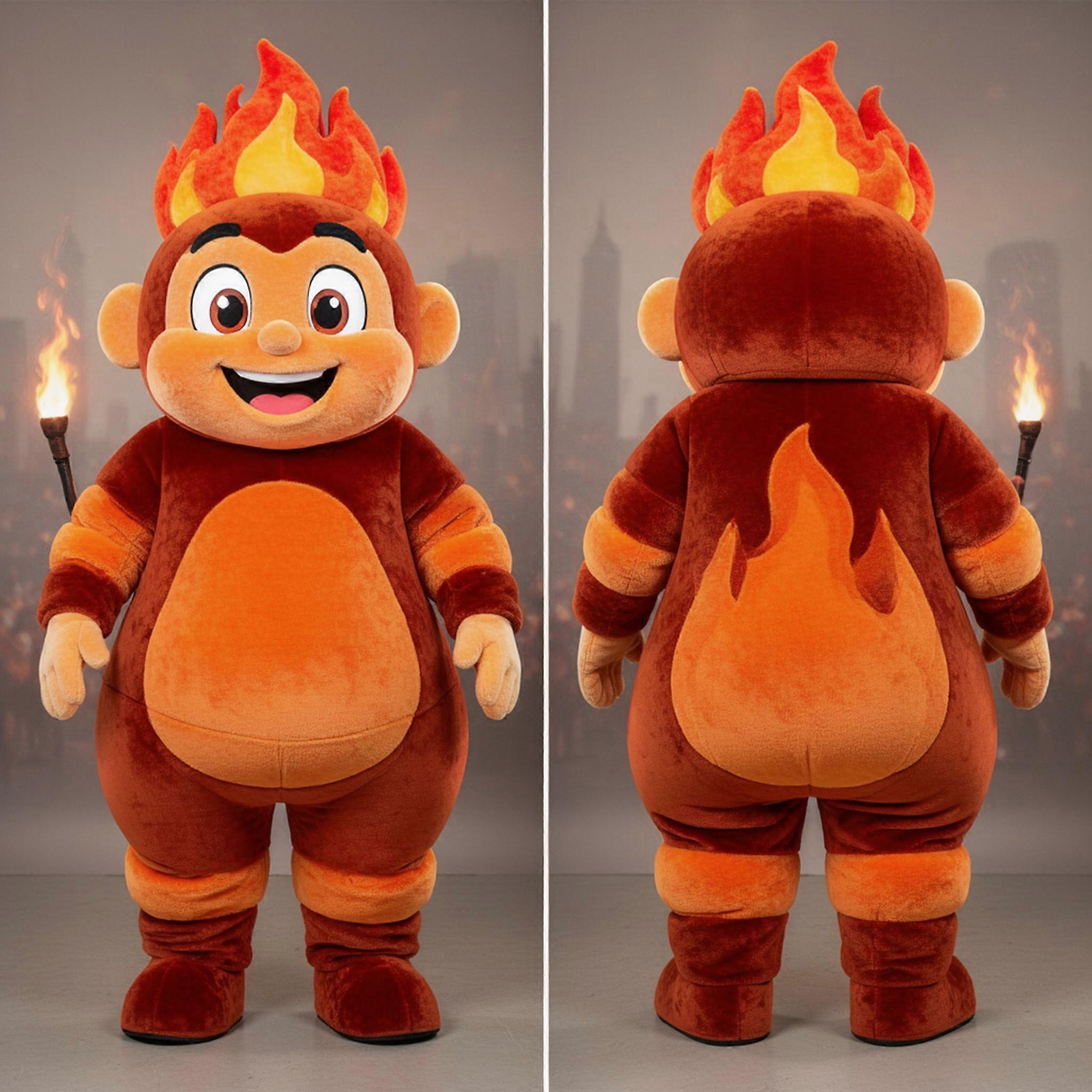 MASTICOT Rust Orange Rounded Fire Eater Mascot