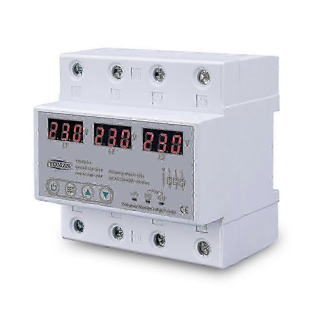 Three Phase Adjustable Over And Under Voltage Protector Automatic Protective Device Reset 63a 380v Edition 0210