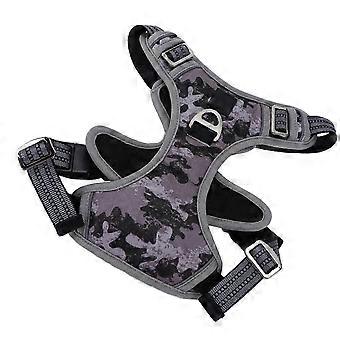 Reflective Camouflage Gray No Pull Dog Harness Size S Adjustable for Outdoor Running Walking Activities