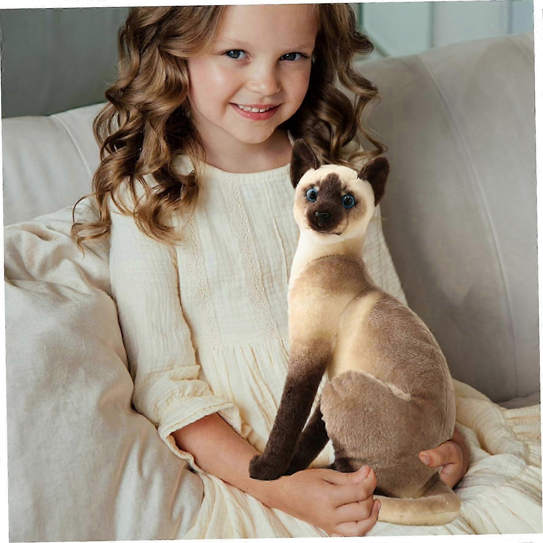 Realistic Siamese Cat Plush 35cm
