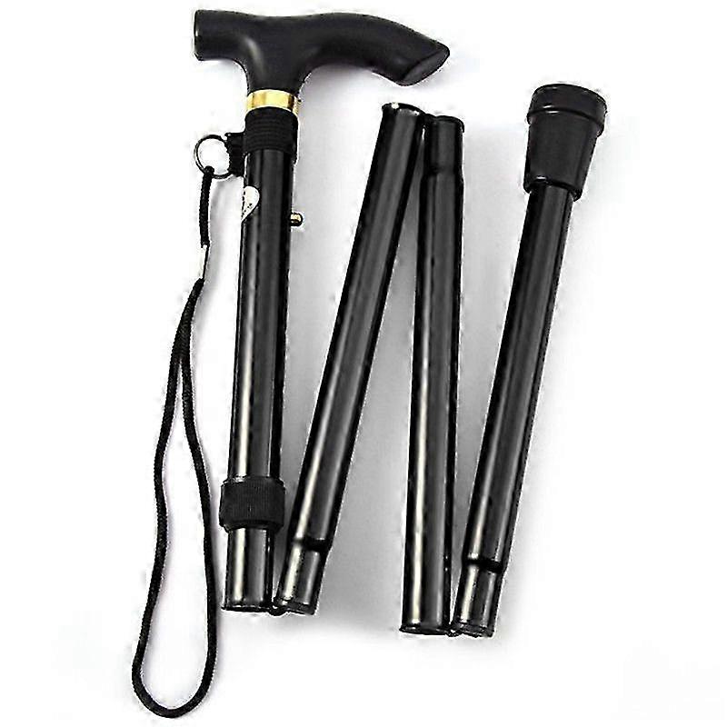 Black Folding Walking Stick - Adjustable Cane