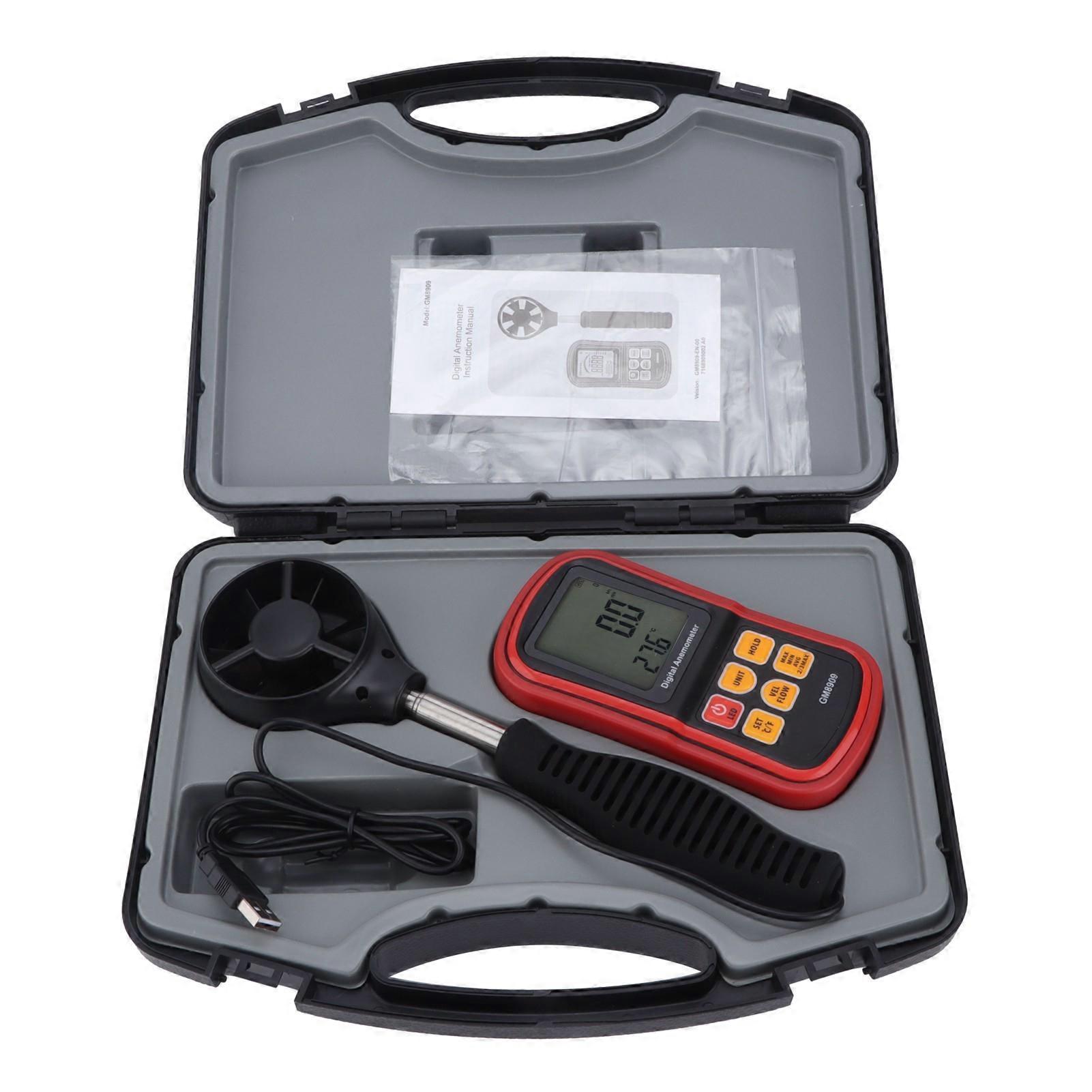 GM8909 Anemometer Multifunctional Digital Display DataHolding Handheld Wind Direction Anemometer