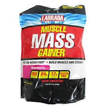 LABRADA NUTRITION Muscle Mass Gainer, Strawberry 12 lbs (Pack of 1)