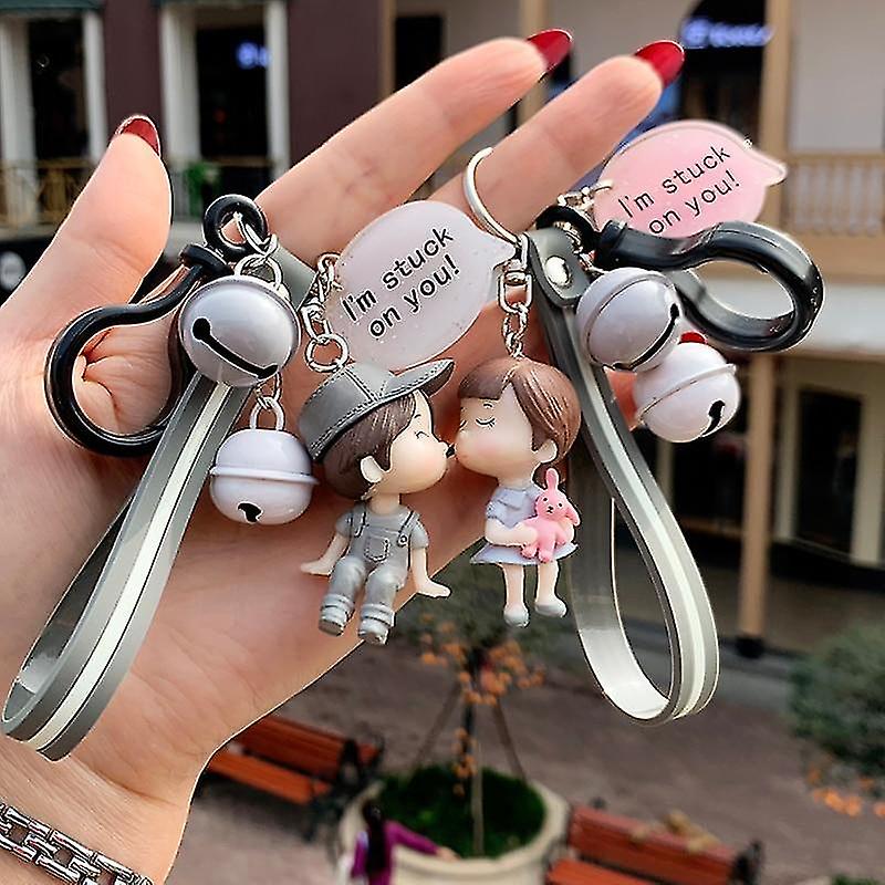 Creative Couple Lovers- Car Bell Lanyard, Ring Keychain