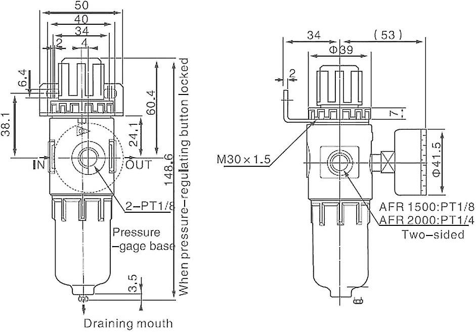 1/4 Inch Compressed Air Water Separator Pressure Reducer, Compressed