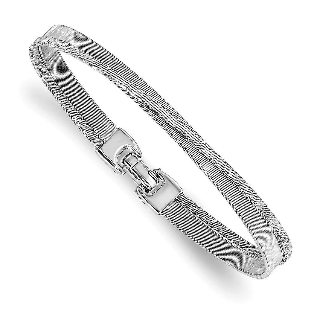 5mm 925スターリングシルバーロジウムメッキポリッシュ&テクスチャーブレスレット7インチリンクブレスレット女性用