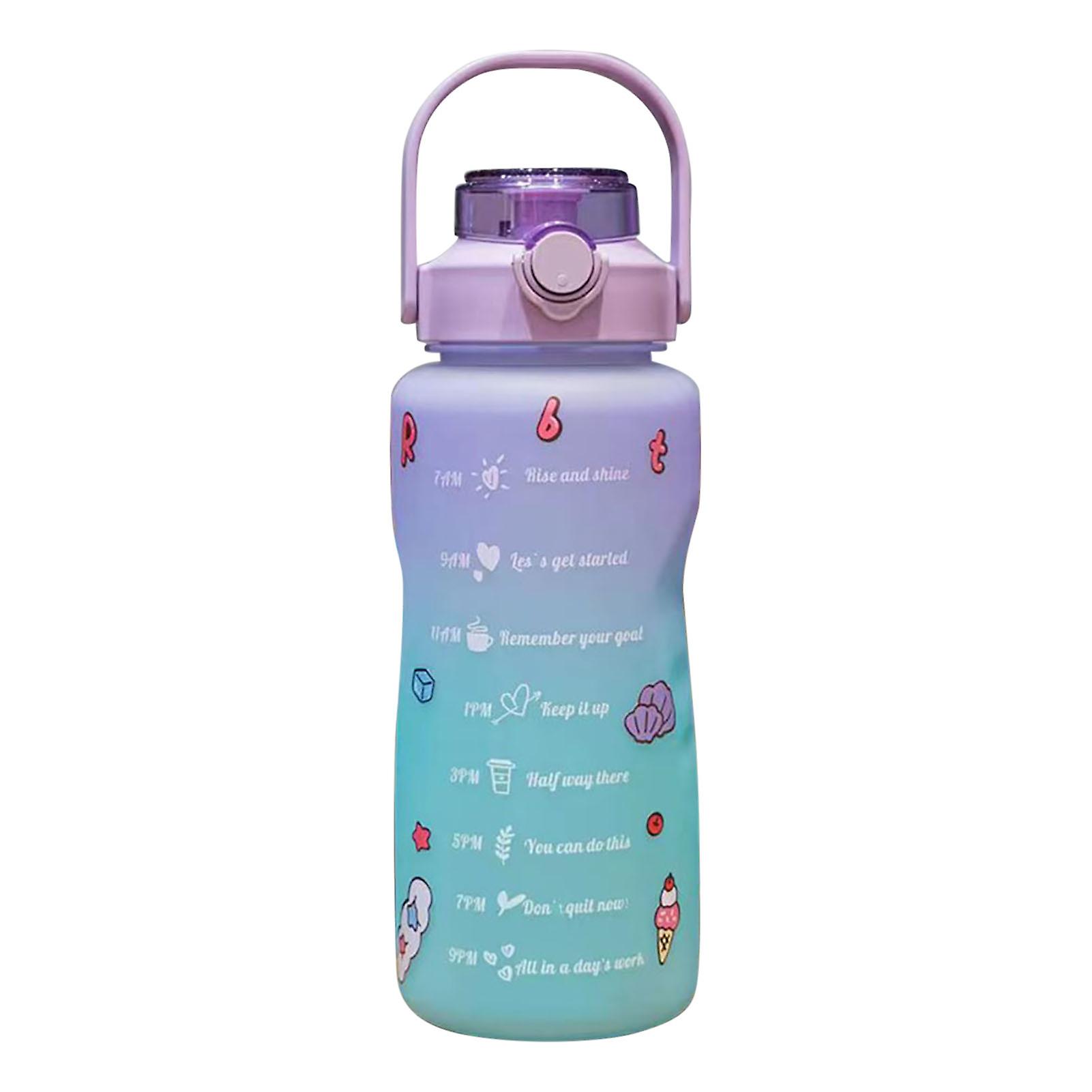 Gradient Water Bottle BPA-Free 1.5/2L Drinking Bottle with Straw for Fitness