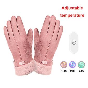 Winter Elektrisch Verwarmde Handschoenen Usb Verwarmde Ergonomie Zachte Dames Warming Handschoenen