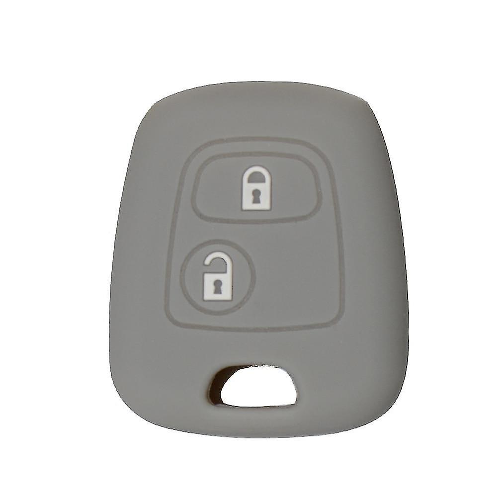 Gray Silicone Car Key Cover Holder Soft Rubber Button Fob Case Shell
