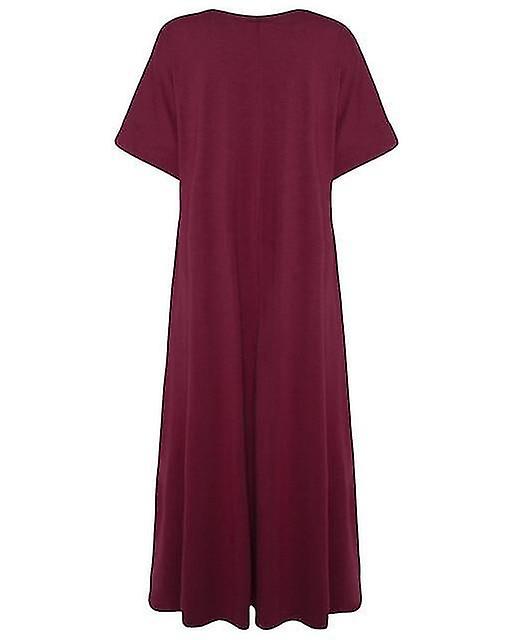 Solid Round Half Sleeve Maxi Dress