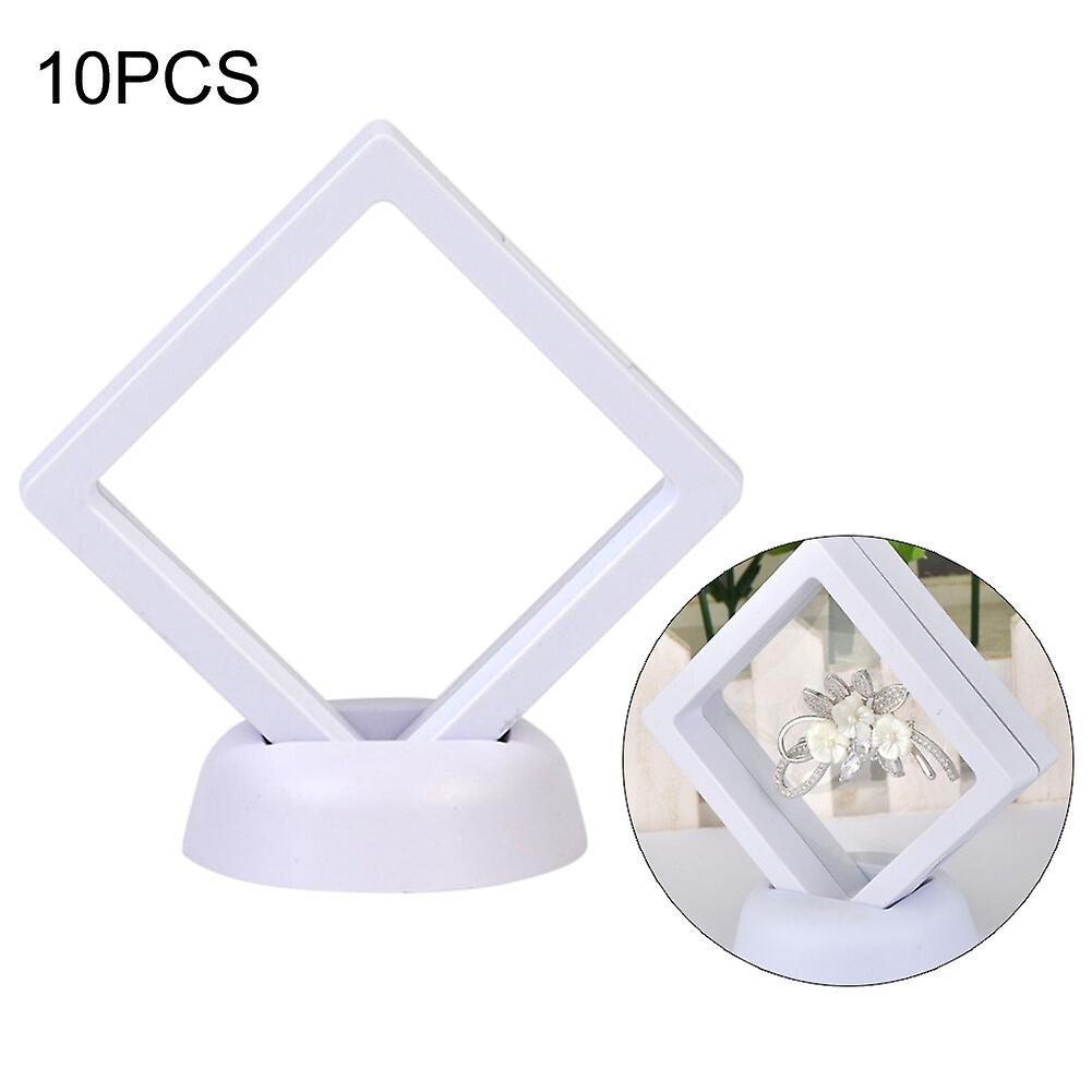 100% New,10PCS Square 3D Floating Jewelry Coin Display Frame Holder Box Case Stand