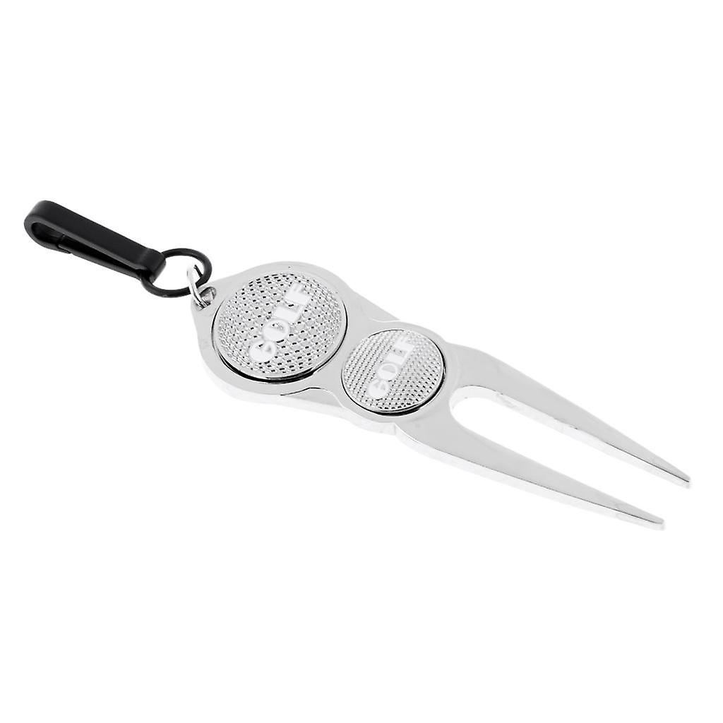 Lightweight Golf Putting Green Divot Fork with Ball Marker  Two Markers